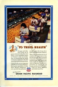 1943 Union Pacific Railroad Trains naranjas estampado vintage anuncio gran regalo (769) - Imagen 1 de 1