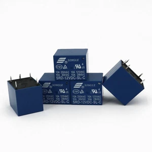 Mini relé de alimentación 5 piezas azul SRD-12VDC-SL-C DC12V 5 pines montaje PCB 10A SPDT - Imagen 1 de 6