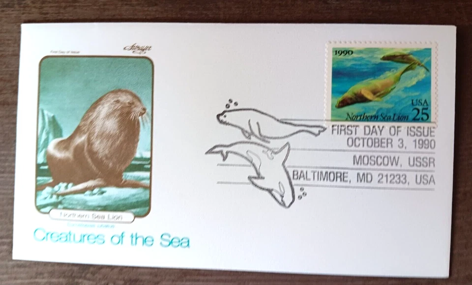 CREATURES OF THE SEA  NORTHERN LION 1990 ARTMASTER CACHET FDC UNADDR - Image 1 of 1