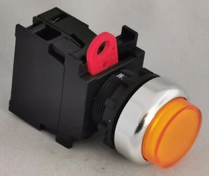 Omron 22mm Pushbutton Switch Momentary Lighted Yellow SPST-NO 24V Lamp - Picture 1 of 4