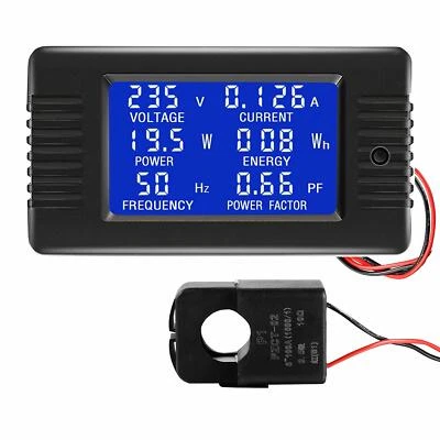 AILI AC Multimeter 260V100A AMP VOLT Watt Power Energy Frequency Factor Split Sensor