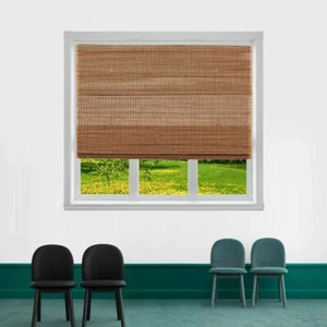 TJ GLOBAL Cordless Bamboo Roman Window Blind Sun Shade, Light Filtering... - Picture 1 of 13