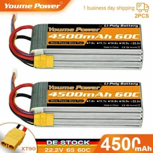 2pcs 22,2V 4500mAh 6S Lipo Akku XT90  für RC Hubschrauber Quad Boot Auto Lkw - Bild 1 von 5