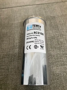 TEMCo 40+5 uf/MFD 370-440 VAC volts Round Dual Run Capacitor 50/6 - TEMCO RC0108 - Bild 1 von 2
