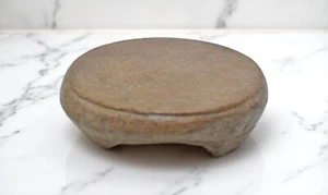 Antique Sand Stone Round Small Saffron Grinding Plate Original Old Hand Carved - Picture 1 of 6