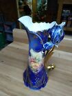 Royal Vienna Porcelain Vase With Tulip Handle Colbalt Blue Germany