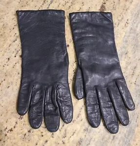 Guanti vintage taglia 7,5 grandi isotoner neri in morbida pelle foderati in maglia 10" - Foto 1 di 12