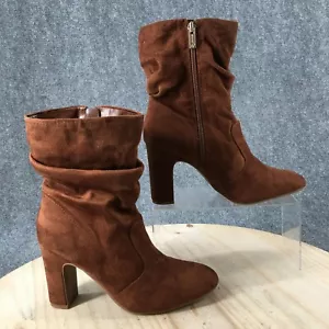 Jessica Simpson Boots Womens 9 M Kyminia Mid Calf Brown Suede Casual Heeled - Picture 1 of 19