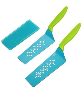 Kuhn Rikon Slice & Serve Knives Set of 2 with Sheaths K65363 NEW - Picture 1 of 4
