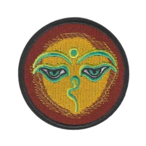 EYES OF BUDDHA IRON ON PATCH 3" Yoga Aum Om Shiva Eye Embroidered Applique NEW - Picture 1 of 2