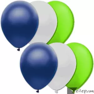 Globos de látex de 11" lisos de fiesta de 3 colores para aficionados al equipo de fútbol, 6 quilates, blanco lima azul marino - Imagen 1 de 1