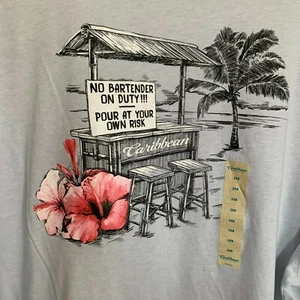 Roundtree Yorke Caribbean T-Shirt Silver Logo No Bartender On Duty (2 Sizes) NEW - Picture 1 of 10