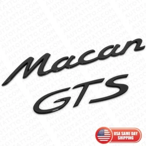 Gloss Black Macan GTS Letters Rear Badge Emblem Nameplate Look Deck Lid - Foto 1 di 4