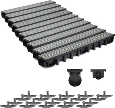 10m Entwässerungsrinne für modulares System A15 98mm, komplett Grau Line - Bild 1 von 4