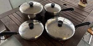 Vintage Revere Ware 1801 Kupferboden 8-teiliges Töpfe Pfannen Set vor 1968 Hergestellt in den USA - Bild 1 von 22