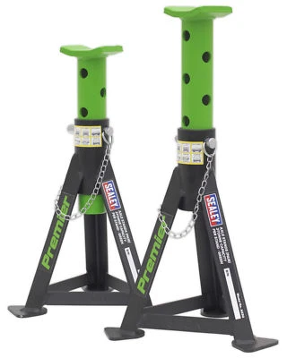 Limited Edition Sealey AS3G Axle Stands (Pair) 3 tonne Capacity per Stand. Green - Image 1 of 2