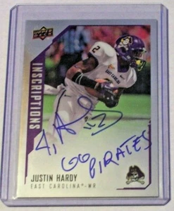 2015 Upper Deck Inscripciones Autógrafo Justin Hardy "Go Pirates"" dañado - Imagen 1 de 1