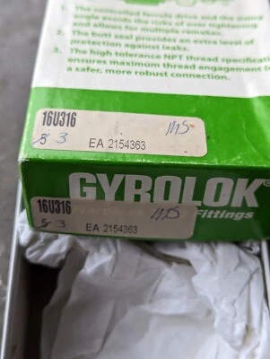 1" Tube OD 316ss Compression Union Fitting Hoke Gyrolok 16U316 - Image 1 of 3