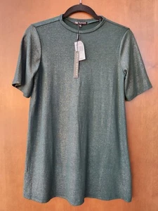 Girl's ~Miss Behave~ Hunter Green Metalic Short Sleeve Smock Dress Size 10 NWT - Picture 1 of 10