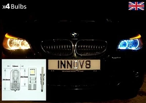 4x BMW E60 E61 Serie 5 Matrícula Blanco Ojo de Ángel SMD LED Bombillas Canbus B08 - Imagen 1 de 1