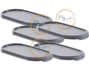 Tupperware Set 5 Modular Mate Mates Oval Replacement Seals Greystone Gray Lids - Foto 1 di 2