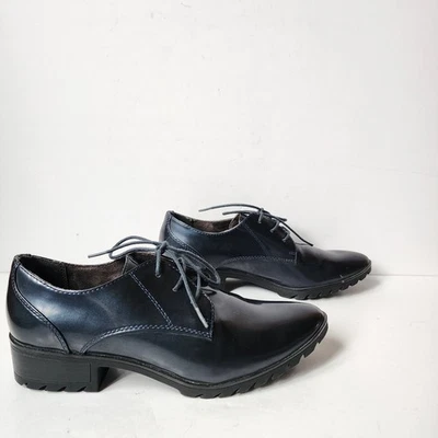 Mocasines Oxford Tamaris charol con cordones para mujer talla 38 EU 7,5 EE. UU. azul Foto 1 de 4