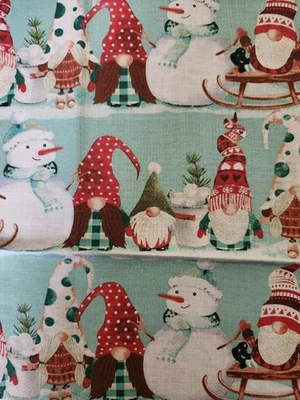 Holiday KNOMES Lightweight FABRIC  Crafts Quilt Junk Journal 18" x 20" Piece - Image 1 of 4