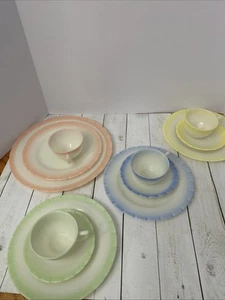 Macbeth Evans Oxford Cremax Plates And Saucers Pastel Ware - Picture 1 of 6
