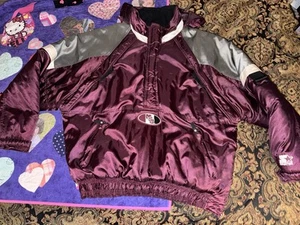 Vintage Starter Mississippi State Bulldogs 1/4 Zip Hooded Puffer Jacket Mens 2XL - Picture 1 of 24
