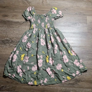 Carters Kid Dress Short Sleeve Girls Size 5 Pullover Green With Pink Flowers - Picture 1 of 5