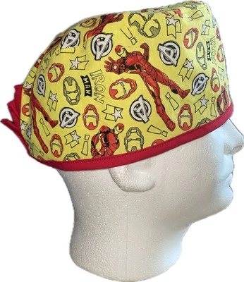 Marvel Iron Man Yellow Red Strings Scrub Hat Chemo Cap - Image 1 of 4