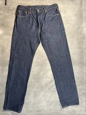 Jeans Levis 501 Original Botón Mosca Talla 36x36 Rígido Azul Oscuro Lavado Foto 1 de 4