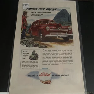 Vintage 1946 Ford Ford's Out Front With Cross Country Comfort Ad Advertisement - Picture 1 of 1