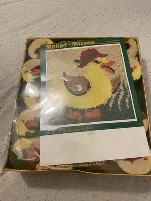 Knotted cushion, 40x40cm, handmade, retro, West Germany, 1970s, new, Jo-tex - Image 1 of 4