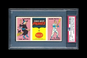 1966 Topps Comic Book Foldees #12 Babe Ruth Wonder Woman Rookie Card PSA 8 NM-MT - Picture 1 of 4