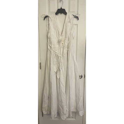 Abito smanicato Tory Burch bianco popeline smock plissettato A41