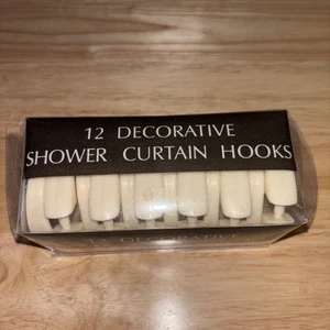 12 Carnation Home Fashions "Snap" Plastic Shower Curtain Hooks - Bone - Picture 1 of 8