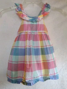 Tommy Bahama Plaid Pastel Toddler Girl Dress with ruffled sleeves size 2T - Picture 1 of 8