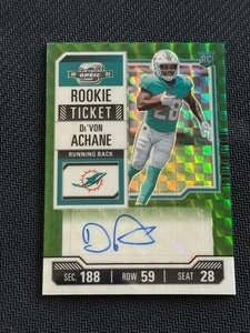 2023 Optic Contenders De'Von Achane Auto Rc Ticket Green 6/23 Color Match - Picture 1 of 2