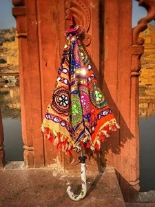 Indian Traditional Embroidery Handmade Decorative Umbrella Multicolour - Picture 1 of 4