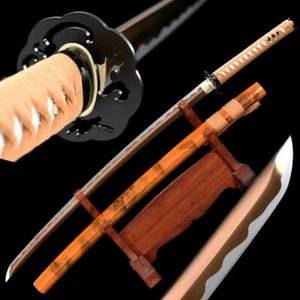Japanische Katana echte Schwertklinge Rasiermesser scharf kohlenstoffreicher Stahl Schneiden Bambus - Bild 1 von 11