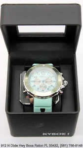 KYBOE! Backlight Chrono/Tachymeter 48mm Steel/Cyan, 10 ATM WR, Watch NWT, Box - Picture 1 of 3