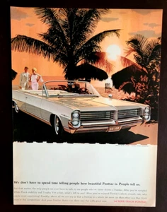 Pontiac Bonneville Convertible Original 1964 Vintage Print Ad - Picture 1 of 1
