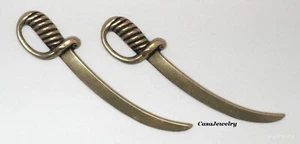 #4106 LARGE ANTIQUED GOLD PIRATE CUTLASS/SWORD - 2 Pcs - Picture 1 of 3