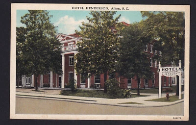 South Carolina-SC-Aiken-Hotel Henderson-Fireproof-Advertising-Vintage Postcard - Image 1 of 4