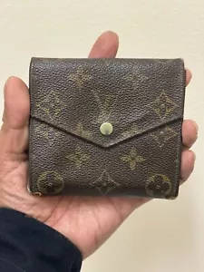 Vintage LOUIS VUITTON Double Snap Monogram Bifold Wallet Coin Pouch 884AN - Picture 1 of 23