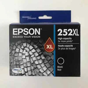 8/2025 + GENUINE OEM EPSON 252XL BLACK Ink Cartridge T252XL120 SEALED Bag OEM - Picture 1 of 1