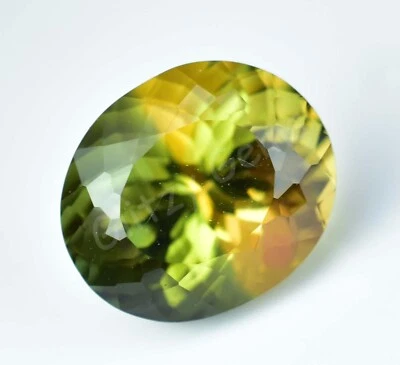 Natürlich Zweifarbig ( Gelb & Grün) Turmalin 6.35 CT Oval Zertifiziert Edelstein - Bild 1 von 4