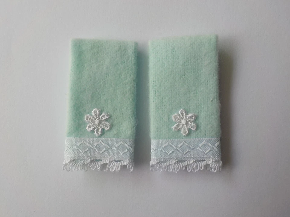 Dollhouse Miniature Handmade Set of 2 Blue Bathroom/Kitchen Towels 1:12 Scale - Image 1 of 1