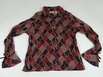 Top Apostrophe Damas XL Diseño Floral/Diamante Dk Rojo Borgoña Gasa (307) Foto 1 de 4